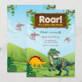 Dino-Mite Dinosaur Birthday Party Kaart (Voorkant / Achterkant)