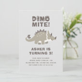 Dino Mite Dinosaur Birthday Party Kaart (Staand voorkant)