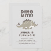 Dino Mite Dinosaur Birthday Party Kaart (Voorkant / Achterkant)