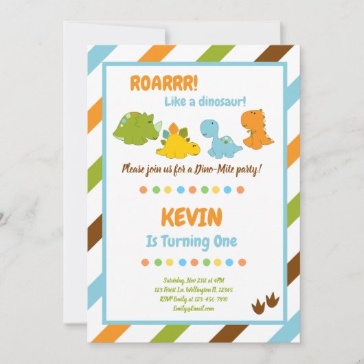 Dino-Mite Dinosaur Birthday Uitnodiging (Voorkant)