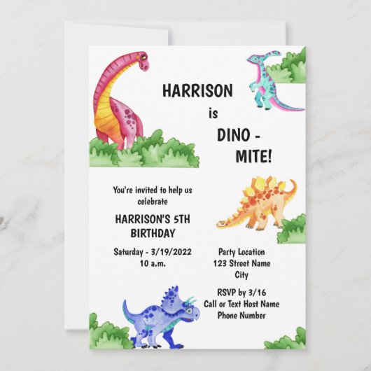 Dino-mite Dinosaur Birthday Uitnodiging (Voorkant)