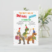 Dino Mite Dinosaur speelgoed verjaardagsfeestje Kaart (Staand voorkant)
