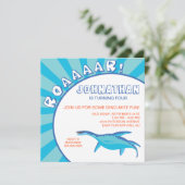 Dino-Mite Dinosaur - Uitnodiging - Blauw (Staand voorkant)