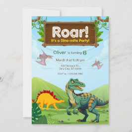 Dino-Mite Dinosaur Verjaardagsfeestje Kaart