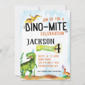 Dino-Mite Dinosaur Verjaardagsuitnodiging Kaart (Voorkant)