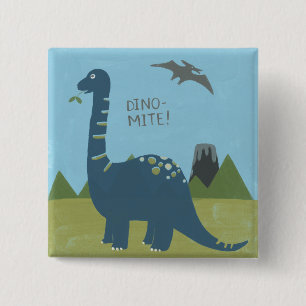 Dino-mite Dinosaur Vierkante Button 5,1 Cm