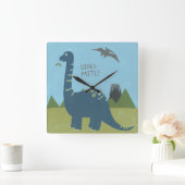 Dino-mite Dinosaur Vierkante Klok (Huis)