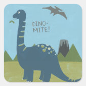 Dino-mite Dinosaur Vierkante Sticker (Voorkant)