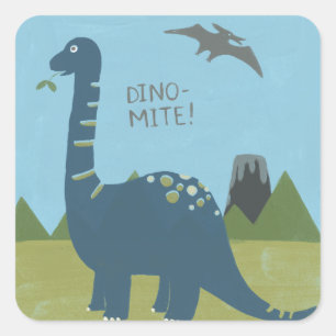 Dino-mite Dinosaur Vierkante Sticker