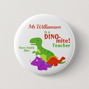 Dino-mite Dinosauriër Leerkracht Waardering Ronde Button 5,7 Cm