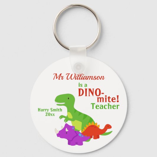 Dino-mite Dinosauriër Leraar Waardering Sleutelhanger (Voorkant)