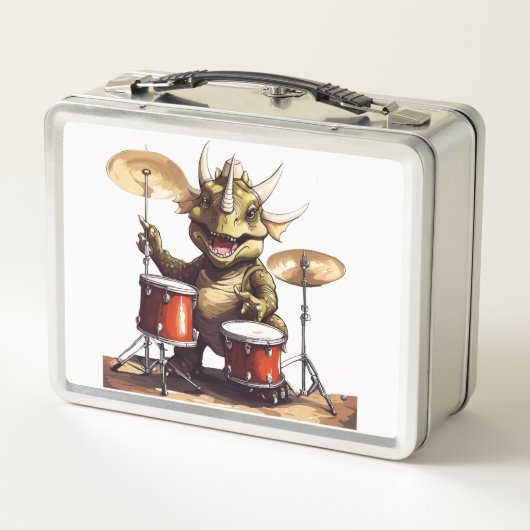 Dino-mite Drummer Metalen Lunchbox (Achterkant)