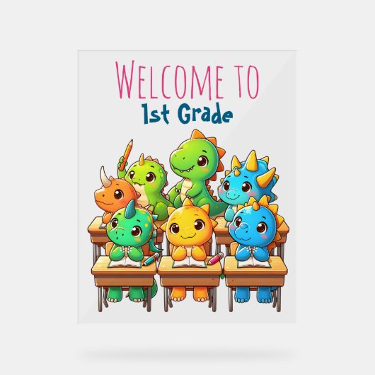 Dino-Mite eerste klassers! – Een Jurassic Welcome  Acryl Bord (Voorkant)