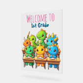 Dino-Mite eerste klassers! – Een Jurassic Welcome  Acryl Bord (Hoek)