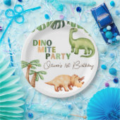 Dino-mite feest 1e verjaardag papieren bordje (Feest)