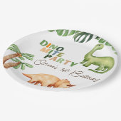 Dino-mite feest 1e verjaardag papieren bordje (Gekanteld)