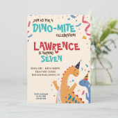 Dino-Mite Feestelijke Dinosaurus Verjaardagsfeest Kaart (Staand voorkant)