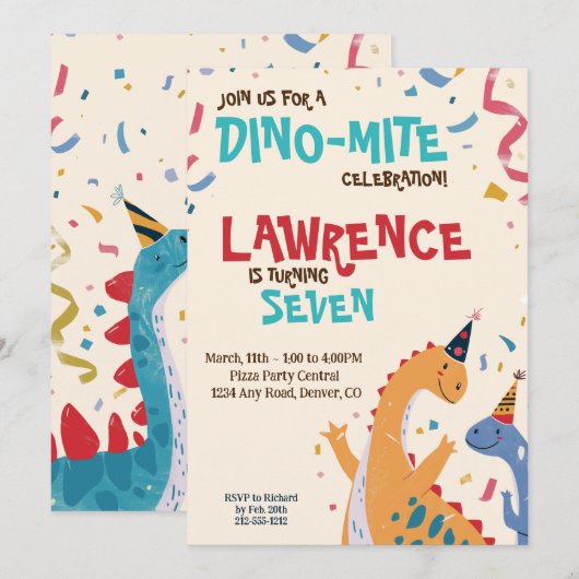 Dino-Mite Feestelijke Dinosaurus Verjaardagsfeest Kaart (Voorkant / Achterkant)