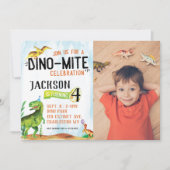 Dino-Mite foto Dinosaurus Verjaardag uitnodiging (Voorkant)