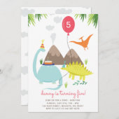 Dino Mite Fun Verjaardagsfeest uitnodiging (Voorkant / Achterkant)