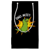 Dino-mite Funny TRex Dinosaur Pun Dark BG Klein Cadeauzakje (Voorkant)