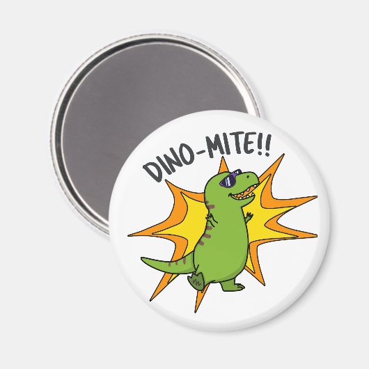 Dino-mite Funny TRex Dinosaur Pun Magneet (Voorkant / Achterkant)