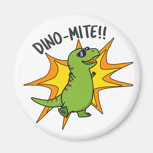 Dino-mite Funny TRex Dinosaur Pun Magneet (Voorkant)