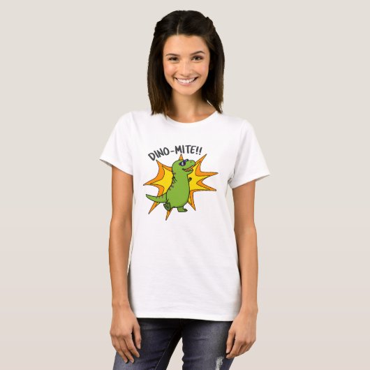 Dino-mite Funny TRex Dinosaur Pun T-shirt (Voorkant volledig)