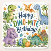 Dino-Mite Gefeliciteerd Kartonnen Onderzetters (Voorkant)