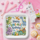 Dino-Mite Gefeliciteerd Papieren Bordje (Feest)