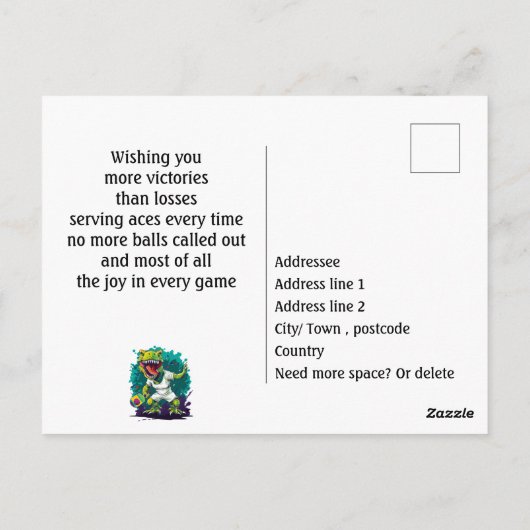 Dino-mite grappige pickleball briefkaart (Achterkant)