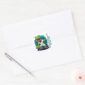 Dino-mite grappige pickleball vierkante sticker (Envelop)