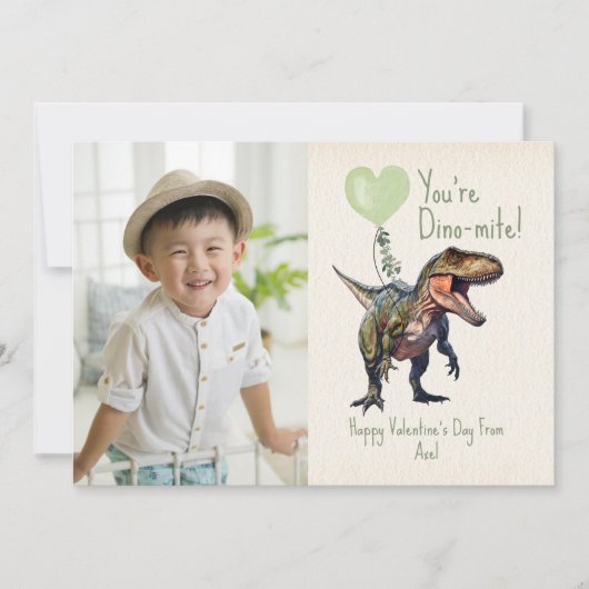 Dino-mite Groene Dinosaurus Klaslokaal Valentijn F Kaart (Voorkant)