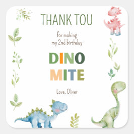 Dino-mite groene verjaardag vierkante sticker