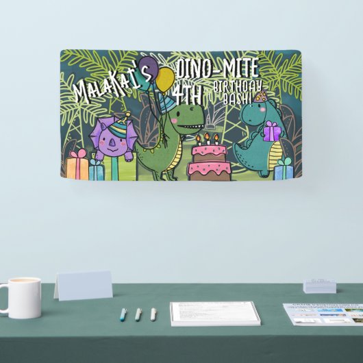 Dino-Mite Kind Verjaardagsfeest Dinosaur Banner (Beurs)
