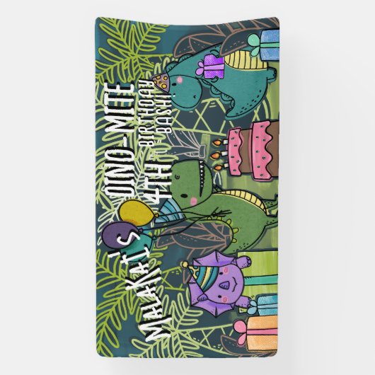 Dino-Mite Kind Verjaardagsfeest Dinosaur Banner (Verticaal)