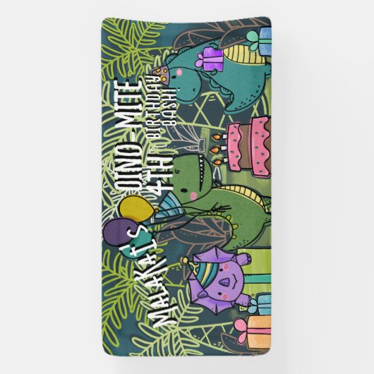 Dino-Mite Kind Verjaardagsfeest Dinosaur Banner (Verticaal)