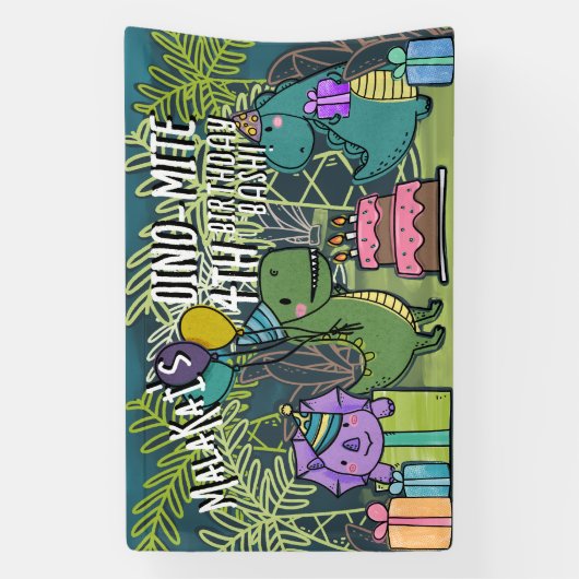 Dino-Mite Kind Verjaardagsfeest Dinosaur Banner (Verticaal)