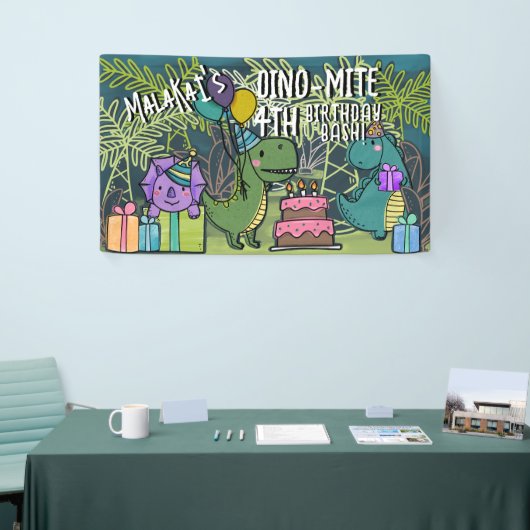 Dino-Mite Kind Verjaardagsfeest Dinosaur Banner (Beurs)