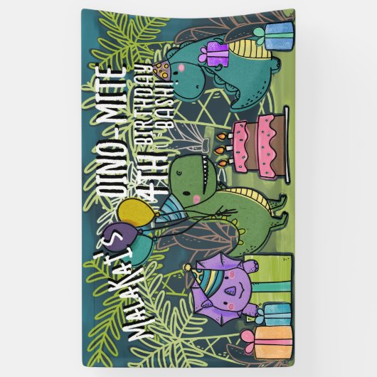Dino-Mite Kind Verjaardagsfeest Dinosaur Banner (Verticaal)