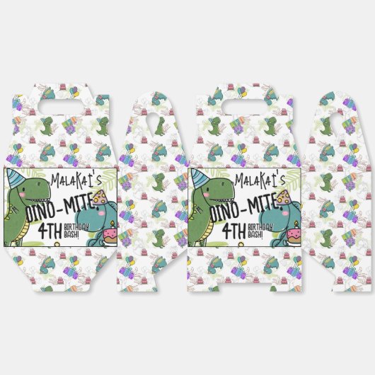 Dino-Mite Kind verjaardagsfeest dinosaurus Bedankdoosjes (Ongevouwen)