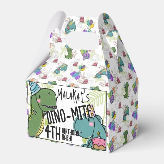 Dino-Mite Kind verjaardagsfeest dinosaurus Bedankdoosjes (Achterkant)