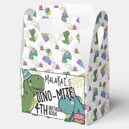 Dino-Mite Kind verjaardagsfeest dinosaurus Bedankdoosjes (Geopend)