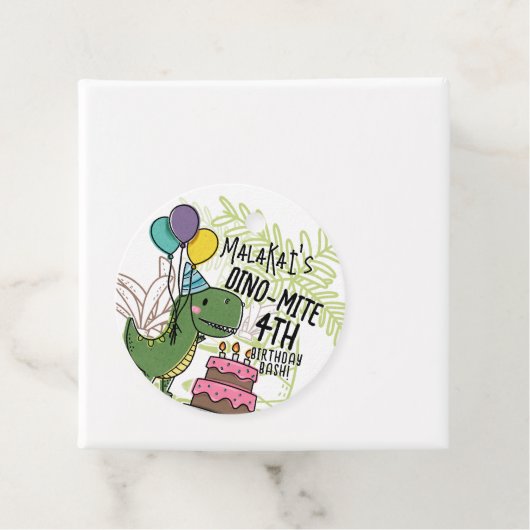 Dino-Mite Kind verjaardagsfeest dinosaurus Bedankjes Labels (In situ)