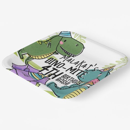 Dino-Mite Kind verjaardagsfeest dinosaurus Papieren Bordje (Gebogen)