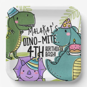 Dino-Mite Kind verjaardagsfeest dinosaurus Papieren Bordje