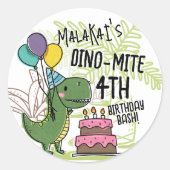 Dino-Mite Kind verjaardagsfeest dinosaurus Ronde Sticker (Voorkant)