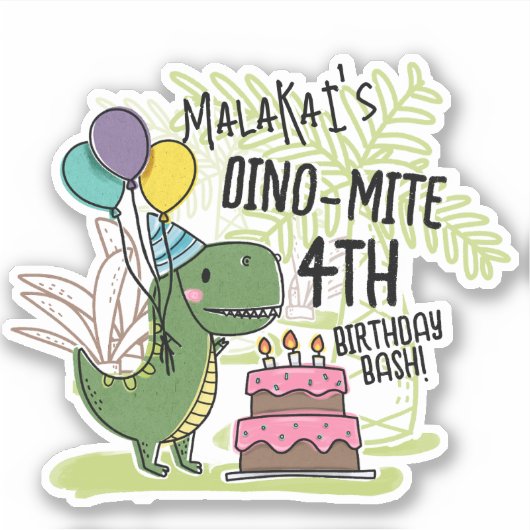 Dino-Mite Kind verjaardagsfeest dinosaurus Sticker (Voorkant)