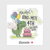 Dino-Mite Kind verjaardagsfeest dinosaurus Sticker (Vel)