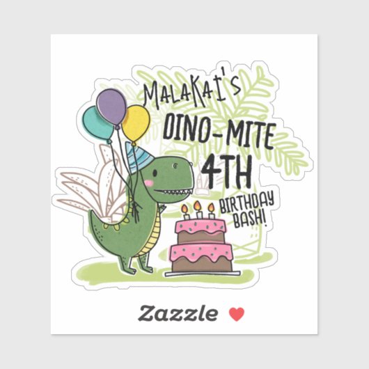 Dino-Mite Kind verjaardagsfeest dinosaurus Sticker (Vel)